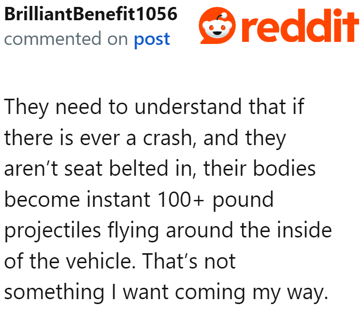 These friends probably didn't know that they'd turn into projectiles if they got into an accident.