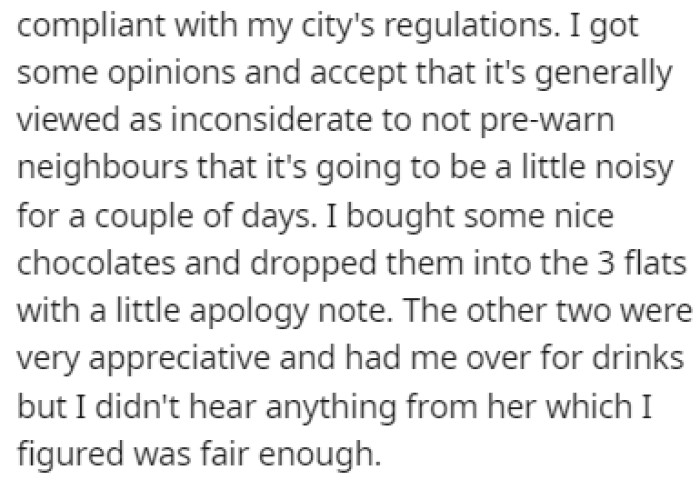 OP realized she messed up and tried to reconcile afterward