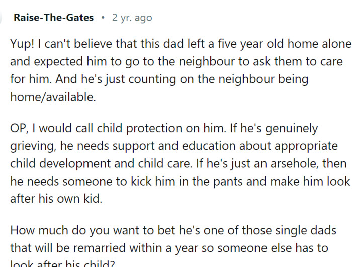 This Redditor would call child protection on him