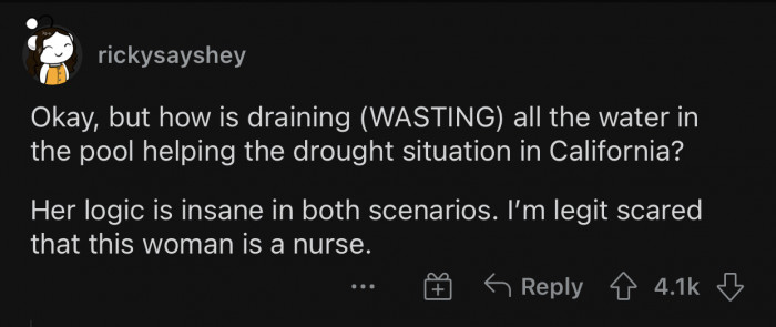 You wouldn't want to be a patient at the hospital she works.
