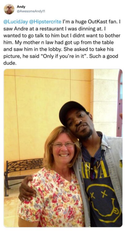 Andre, taking photos with his fans