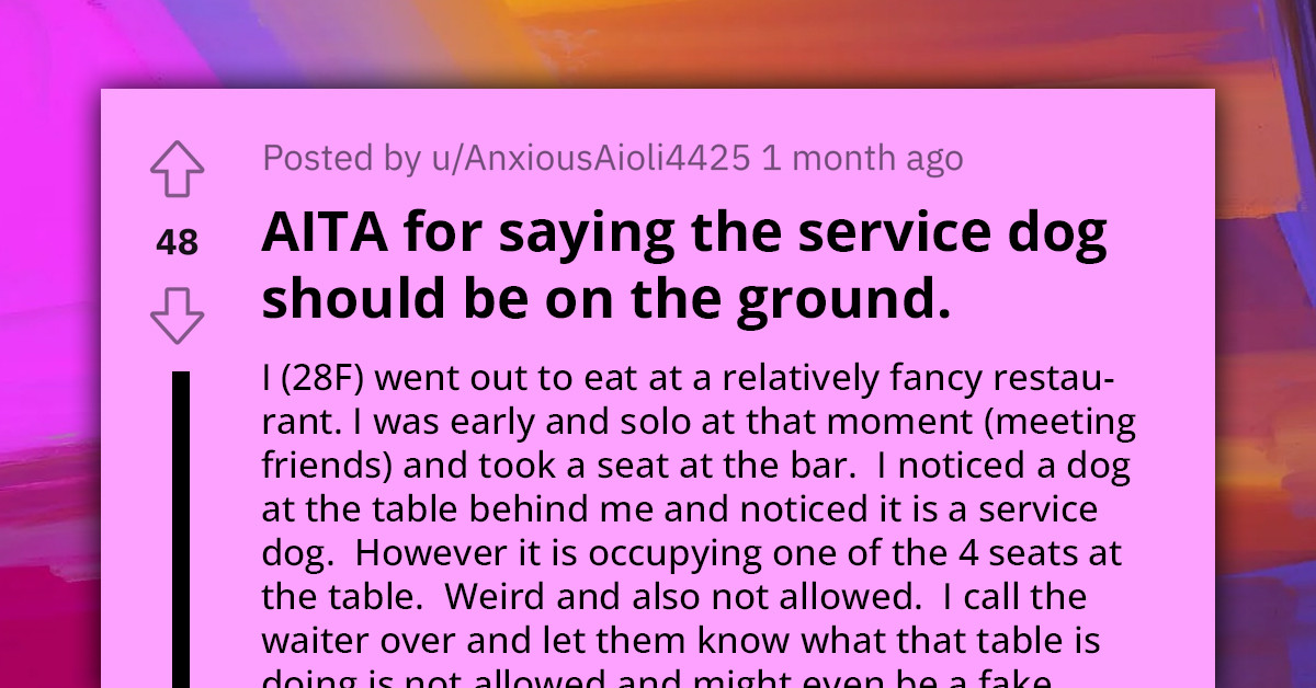 Woman Removed From Restaurant For Confronting Customer With Service Dog Seated On Chair Instead Of Floor