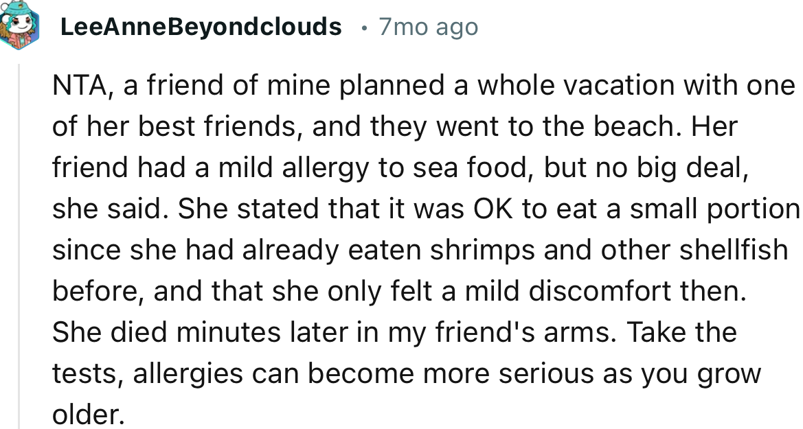 This is heartbreaking to read. Never underestimate ‘mild’ allergies.