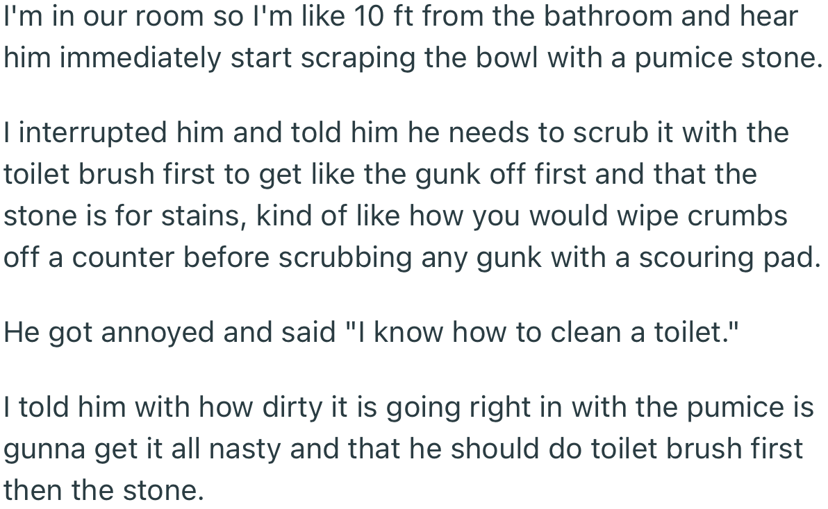 OP’s Husband Finally Decided to Do the Chore, but It Wasn’t Long Before the Couple Got into an Argument Over the Method He Was Using