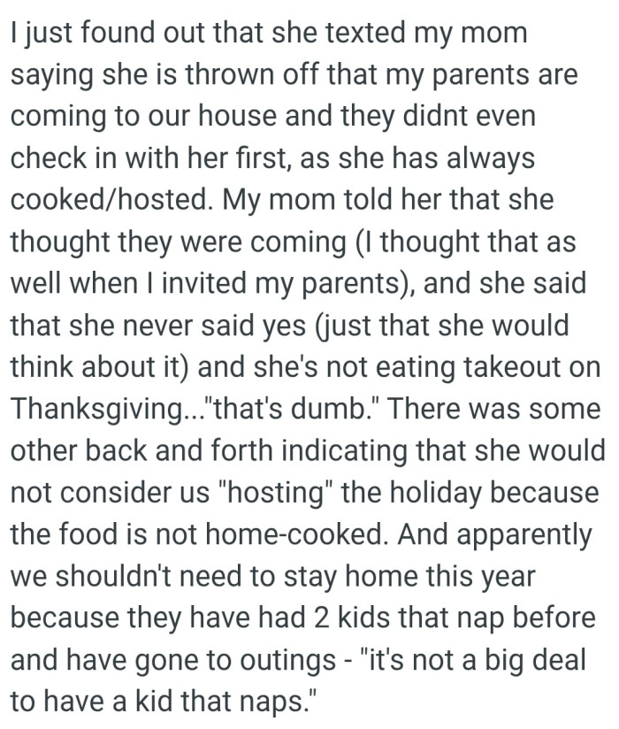 There was some other back and forth indicating that she would not consider the OP 