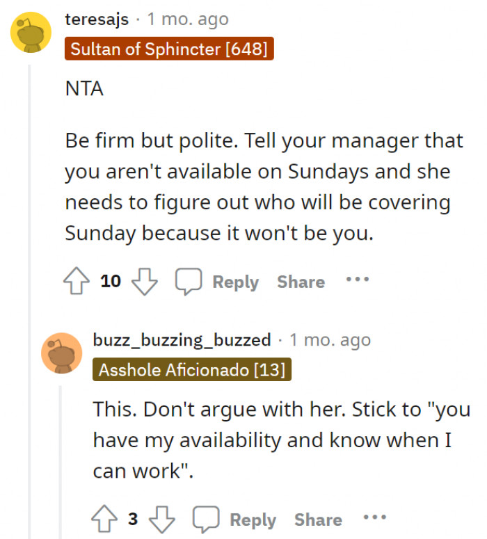 It’s the manager’s job to find someone else to report during the time slots when OP is not available.