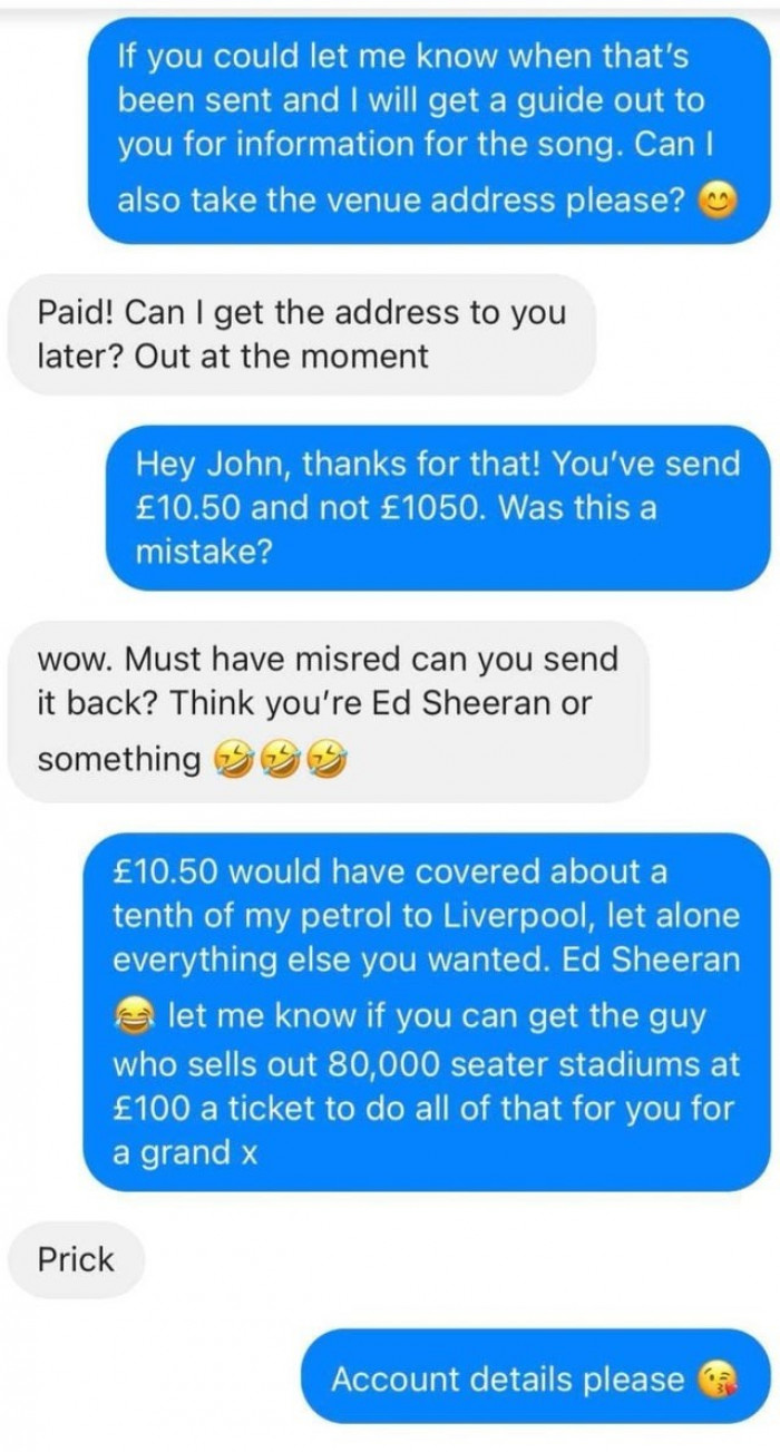 6. This guy's insane for wanting a show at 10.50 Euros.