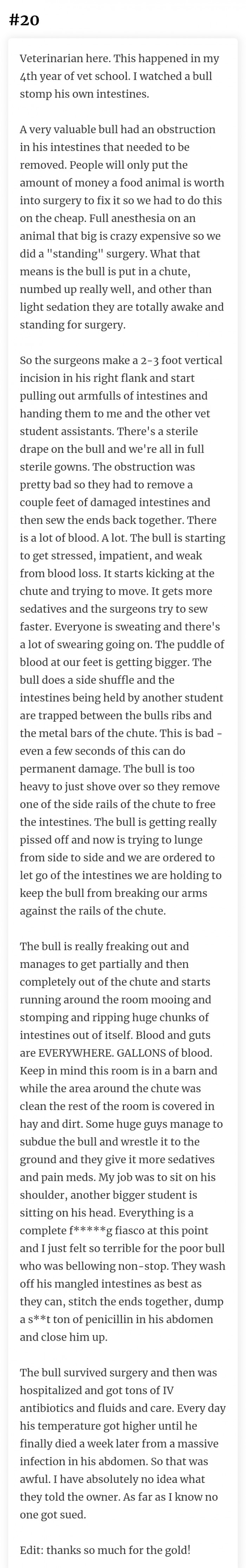 20. Felt sorry for the bull.