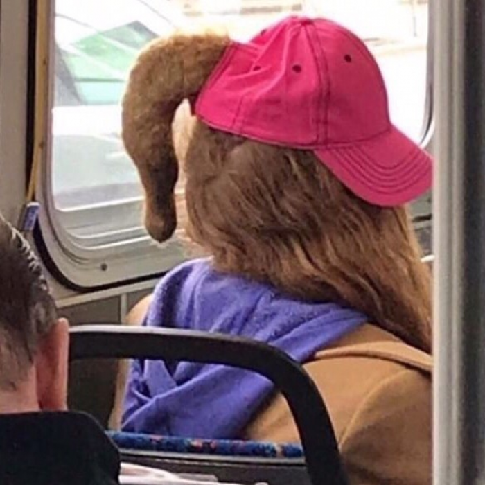 5. Is this a hairstyle, or did a dog's tail grow on her?