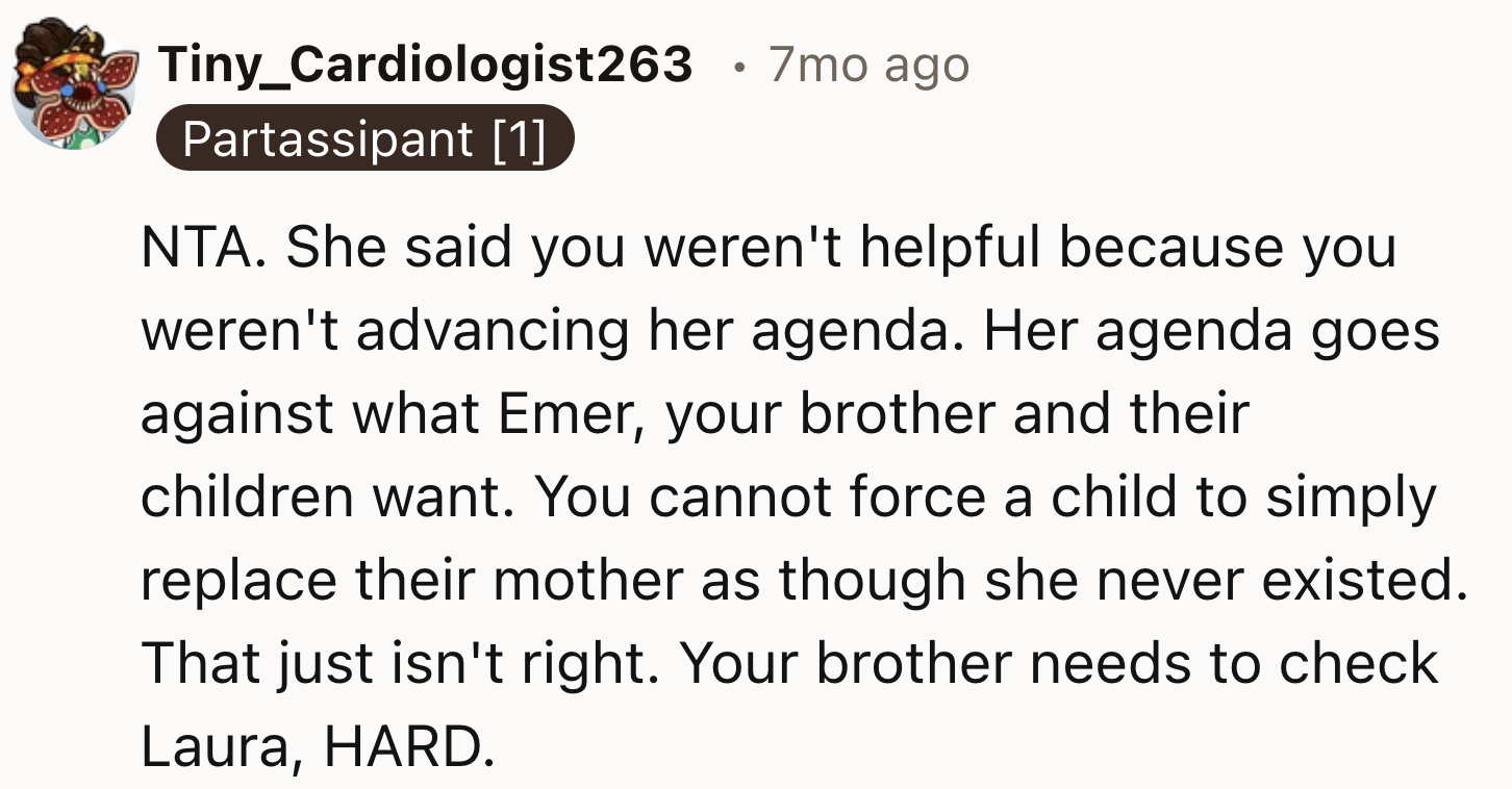 Going against Laura's agenda