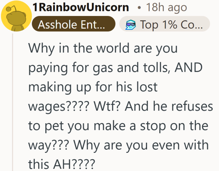Funding the road trip and still having to negotiate a one-hour snack stop feels like a tough travel contract.