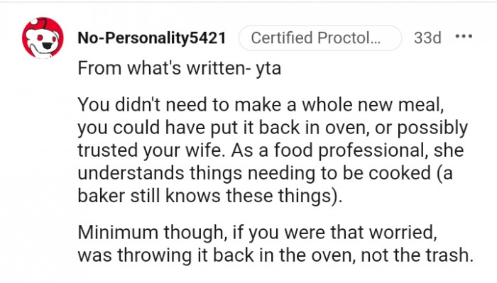 She understands things needing to be cooked