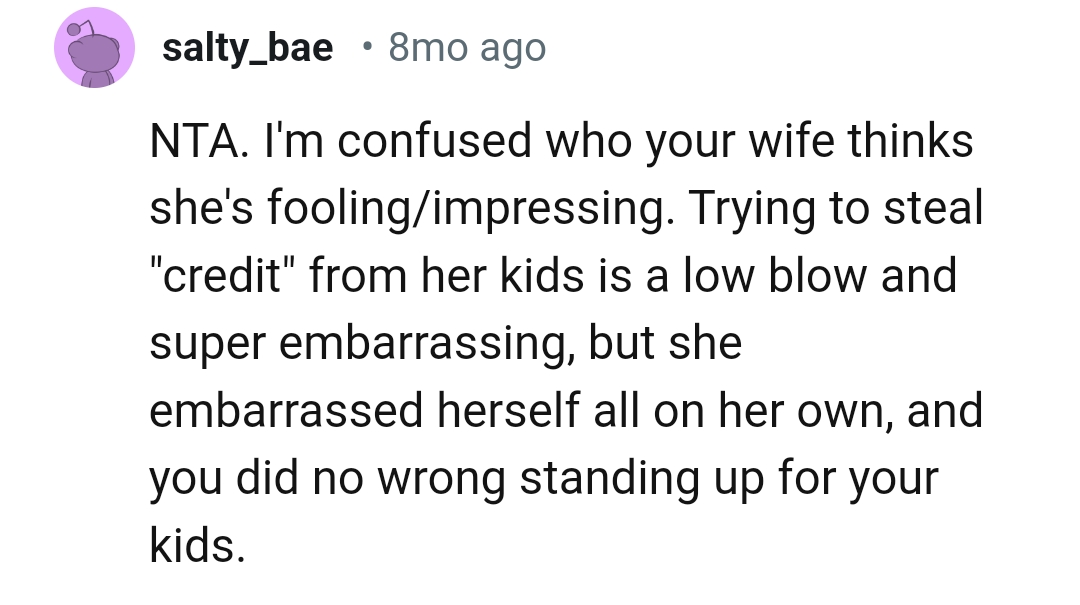 She embarrassed herself all on her own