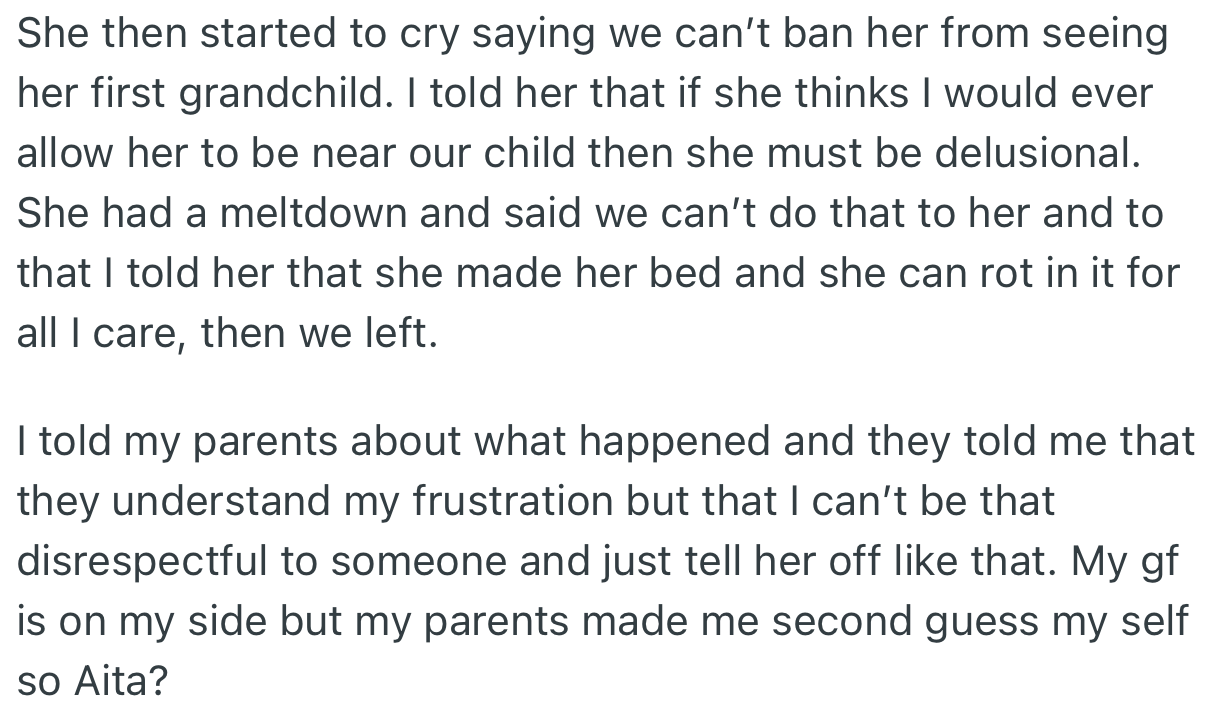 To her surprise, the couple banned her completely.