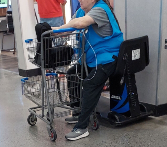 "The American Dream 2025" Elderly Walmart Employee On A COPD Machine And Crying"