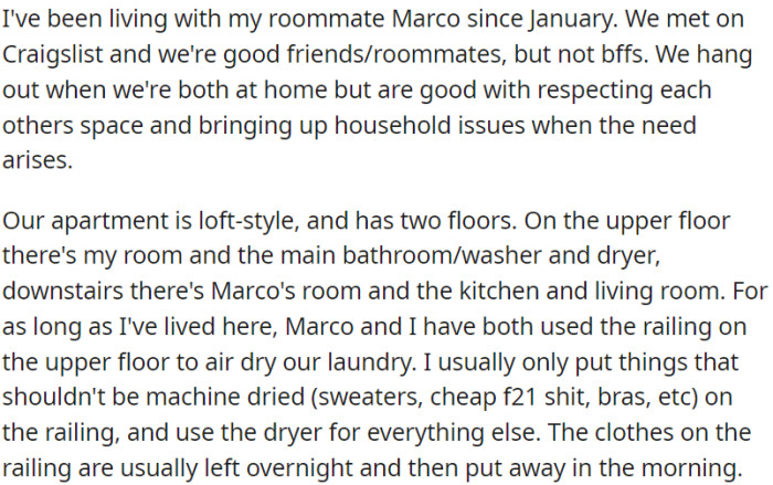OP has been living with roommates for a few months. They both use the upper floor railing to air-dry sweaters and delicate clothing overnight without any problems.