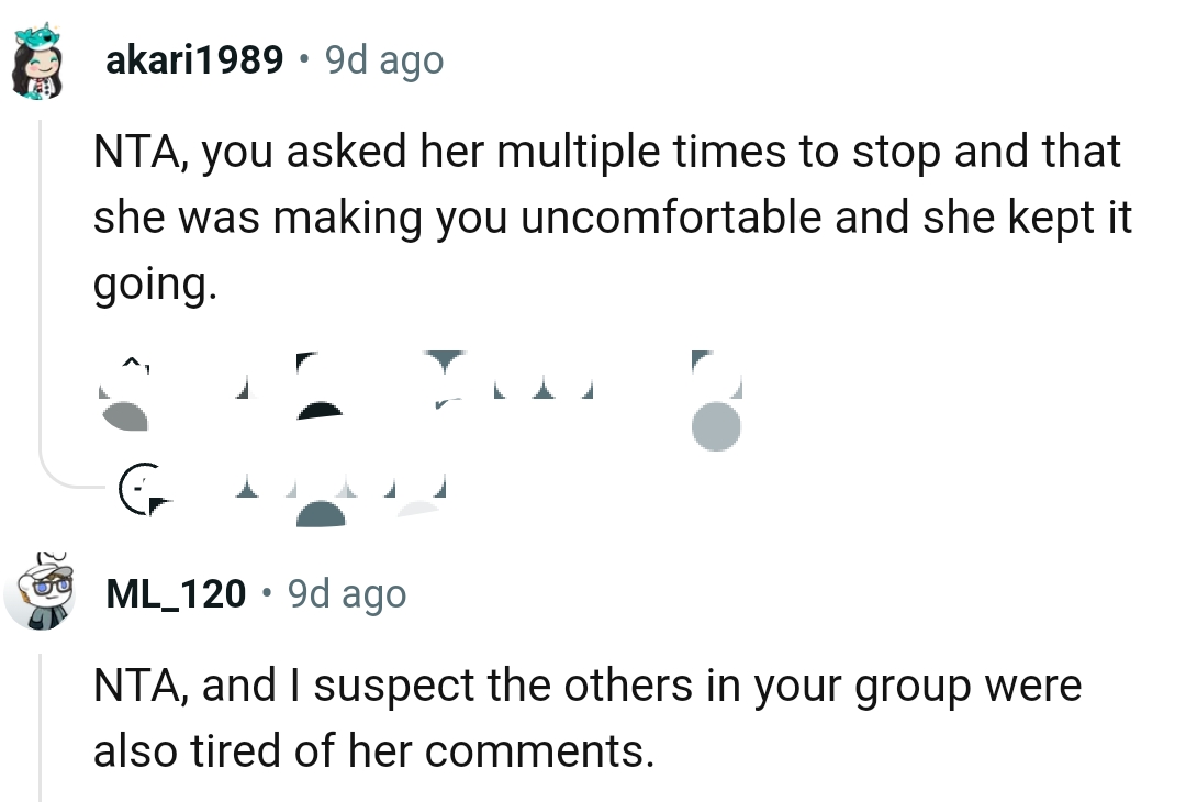 She was making the OP uncomfortable