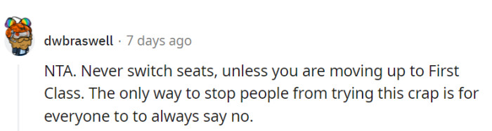 Seat-switching should only involve an upgrade to first class.