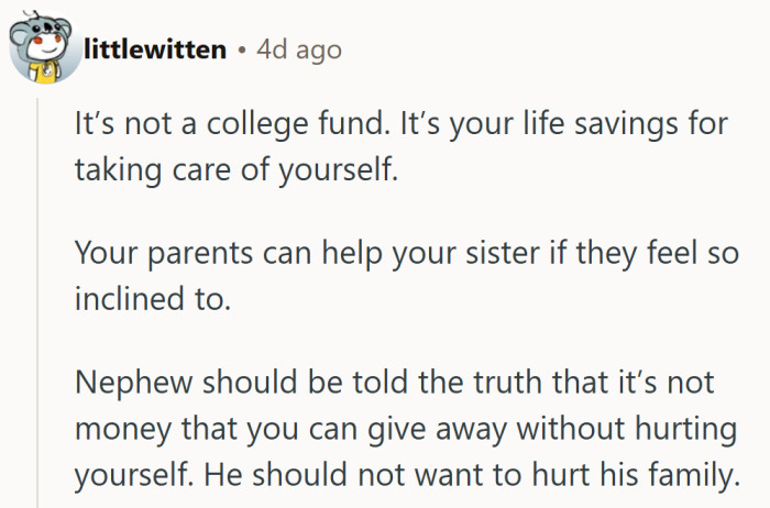 Call it what it is: a “keep-my-life-afloat” fund, not a family group project.