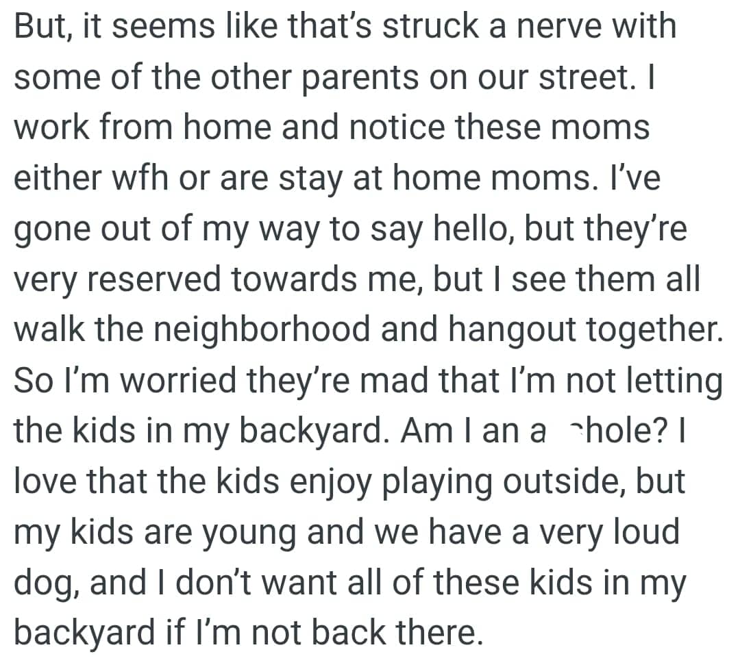 The OP doesn't want all those kids in her backyard