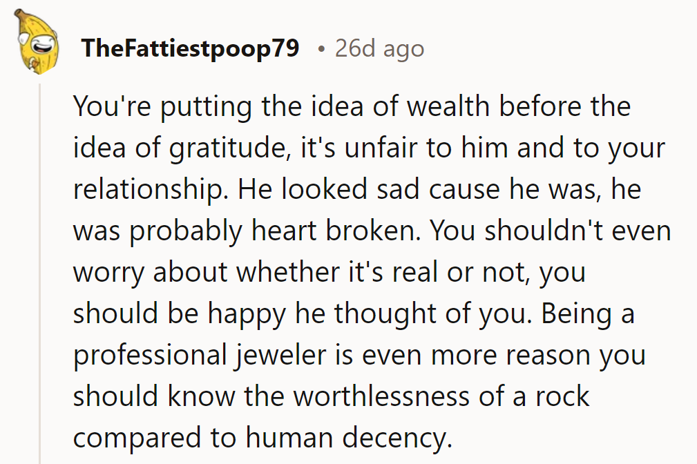 Putting rocks before romance? Let's not make diamonds the hardest part of this relationship!