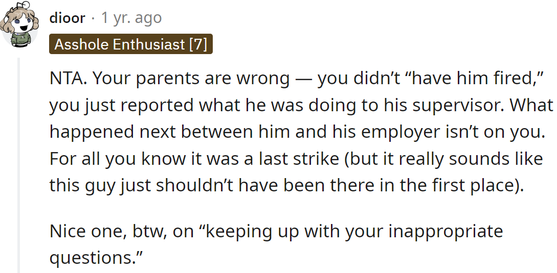 The OP's parents are wrong