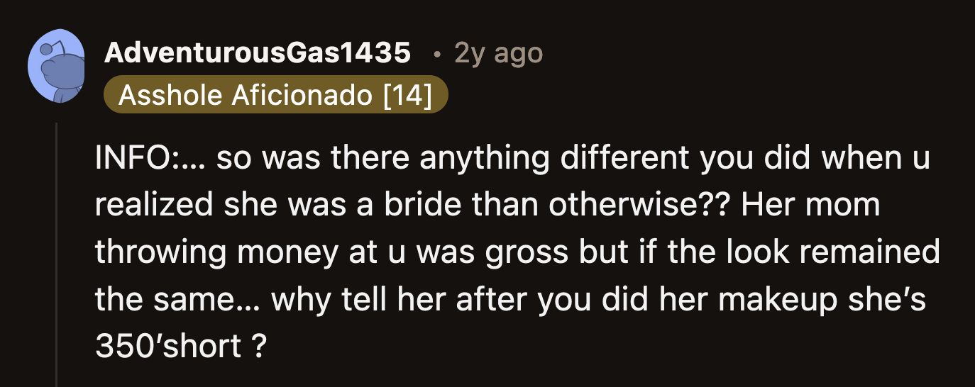 The big question is, what did OP change in her process to justify the $350 upcharge for bridal makeup?