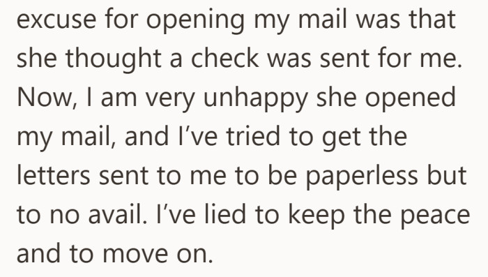 Lying here feels less like deception and more like damage control in a shared household.