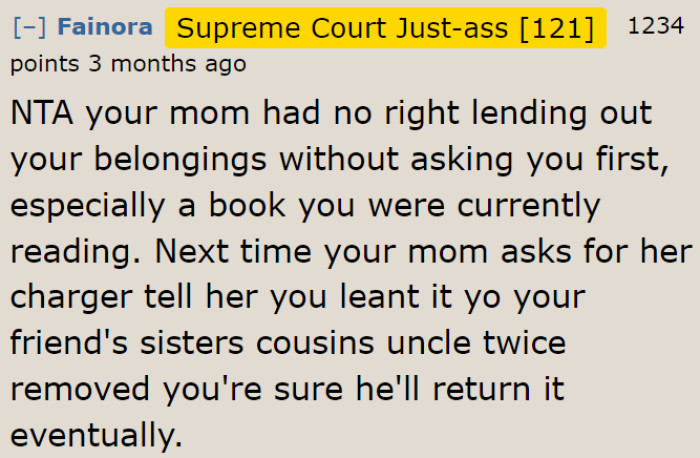 A Redditor suggests doing the same thing to her mom.