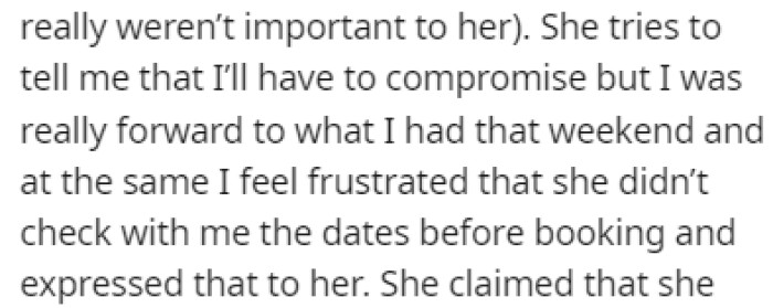 OP is upset that her mom didn't check with her before booking the trip