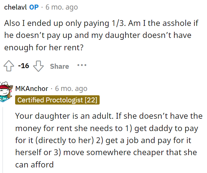 OP asked even more questions, but people told her daughter to really step up.