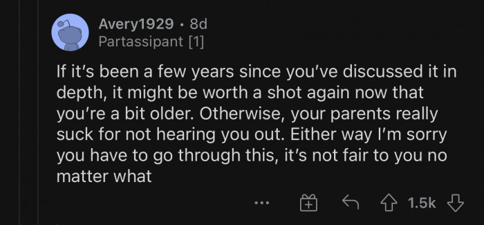 The parents need to hear OP out.