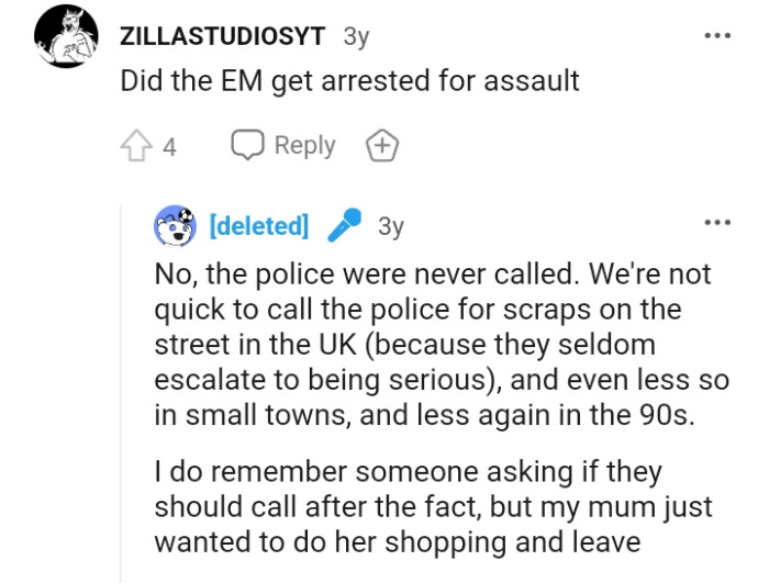 The OP says the woman was never arrested