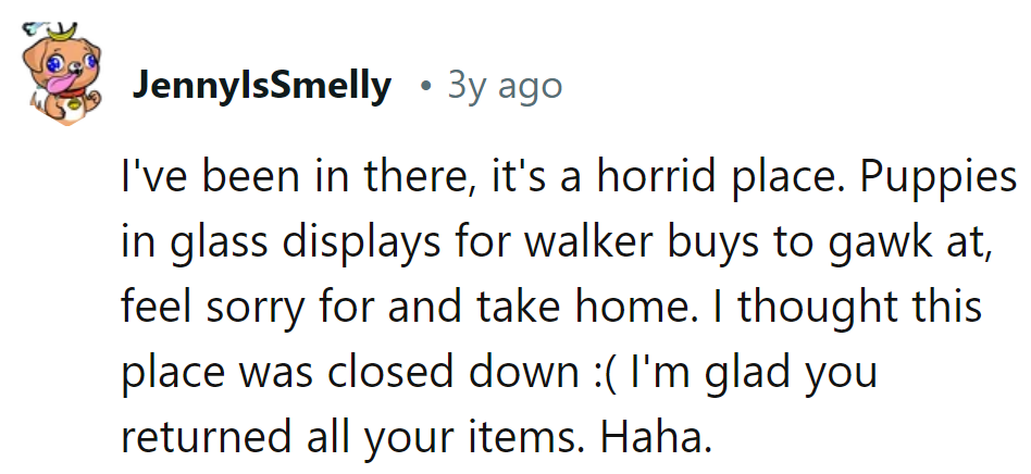 Window shopping for puppies? Sounds like a return policy for a guilty conscience!