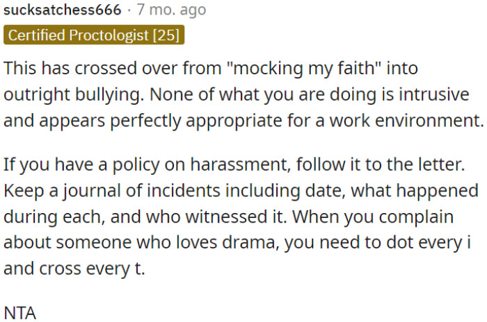 OP should maintain a record of each incident, noting dates, details, and witnesses.