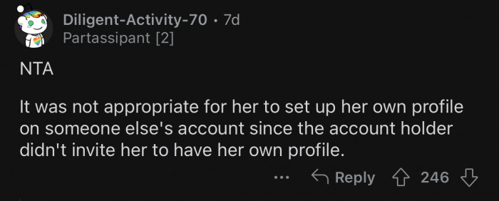 The GF's behavior was inappropriate.