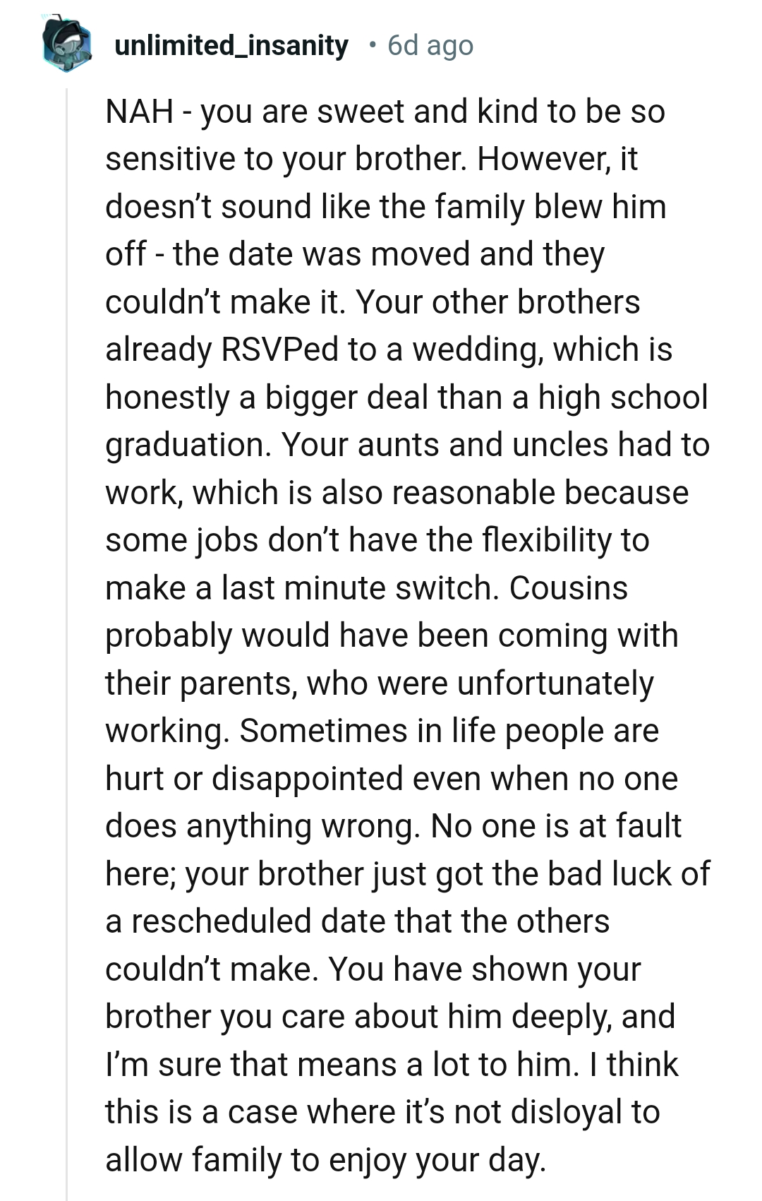 OP's brother just got the bad luck of a rescheduled date