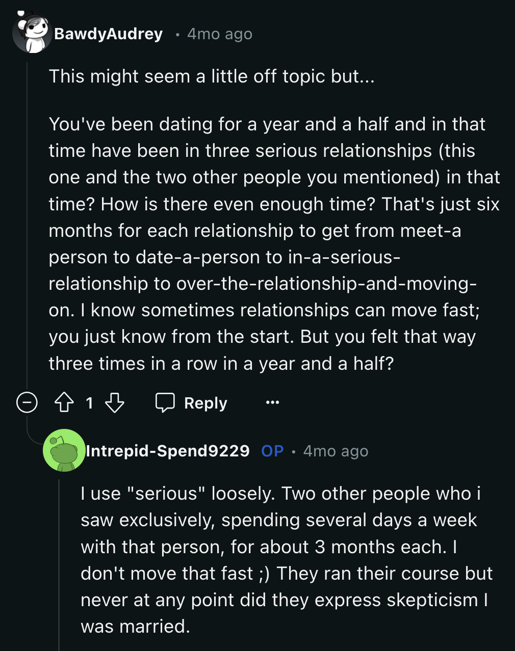 OP explained how he had two 