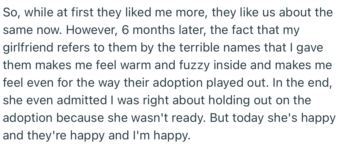 Despite OP’s girlfriend not liking the new names, she found herself getting used to them after some months of hearing OP say them consistently