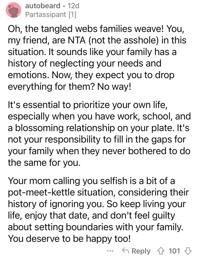 OP is allowed to set boundaries with her family.