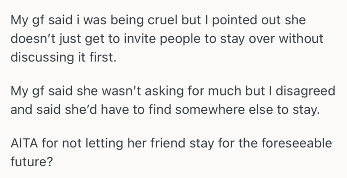 OP’s girlfriend accused him of being cruel