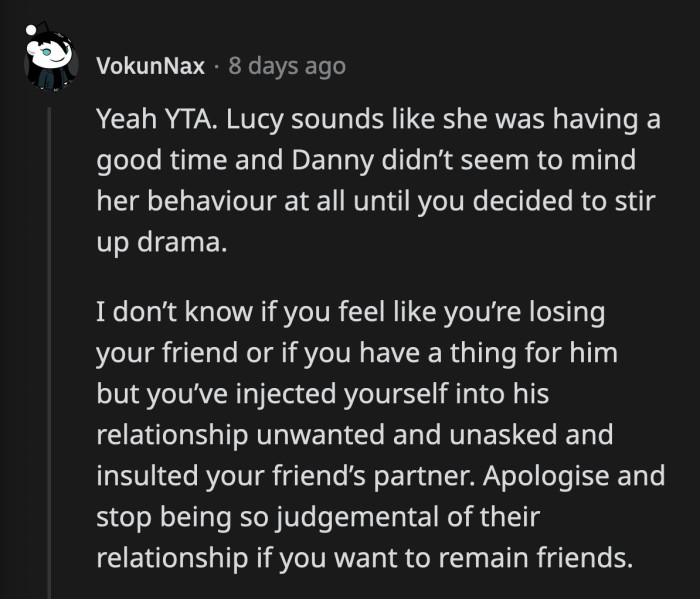 Literally nobody asked for OP's opinion, but she wanted her thoughts to be heard, so she must now face the consequences