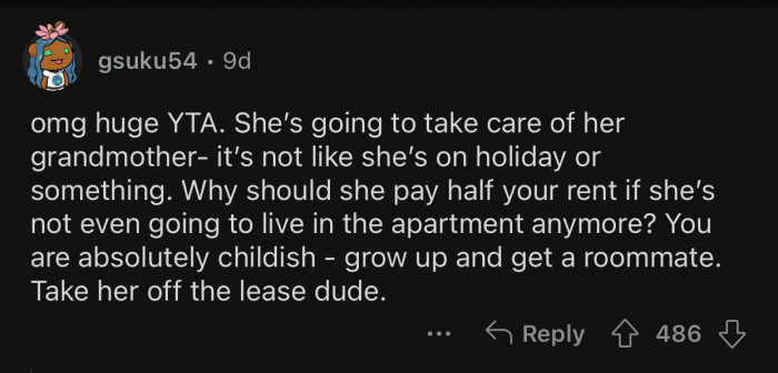 OP is being childish by expecting that from his GF.