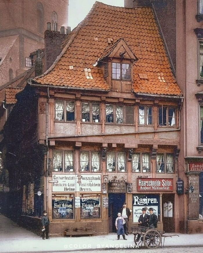 49. Photograph Of The Oldest House In Hamburg, Germany Taken In 1898.