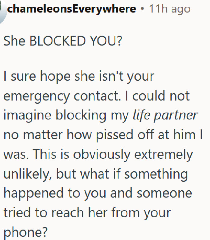 Blocking your partner during a fight is not just petty; it's a safety risk