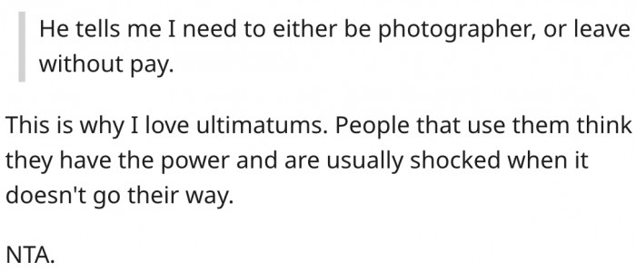 17. Ultimatums don't always go as expected.