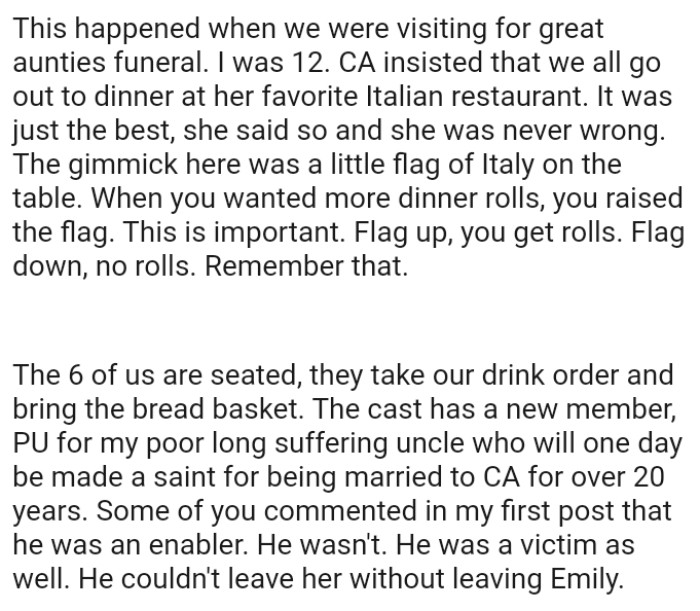 The OP's poor long-suffering uncle who will one day be made a saint