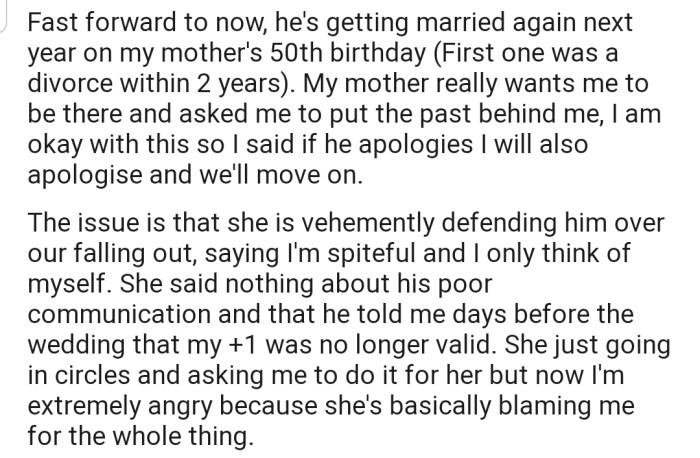 OP's brother is getting married again. But OP is still not planning to attend