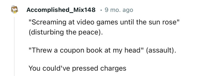 OP could have pressed charges if they wanted. But maybe it was best to just leave