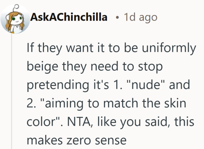 Calling it beige instead of nude strips away the illusion that the rule is neutral.